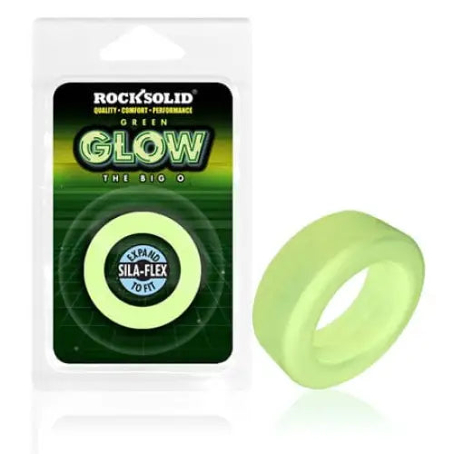 cock ring voice activated-Rock Solid Sila-Flex Glow-in-the-Dark Big O C-Ring Green