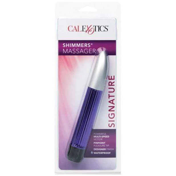 Vibrator easy controls-California Exotics - Shimmers Signature Waterproof Vibrator 6.5" (Purple)