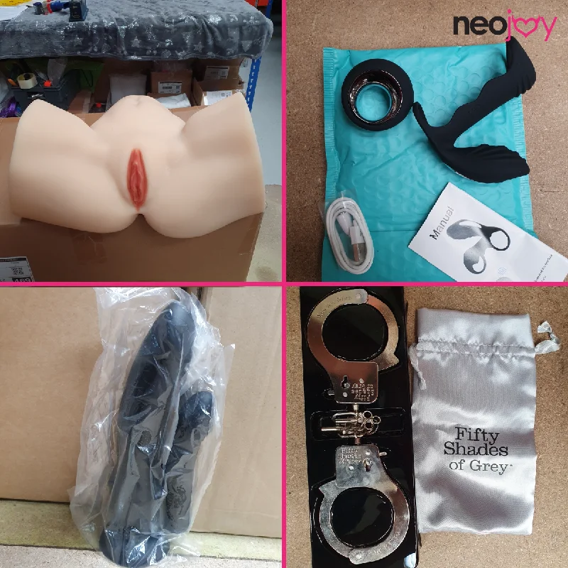 BDSM toy chain innovations-Neojoy Butts & Vagina - Vibrator - Hand Cuffs - Double Dildo with Suction Cup