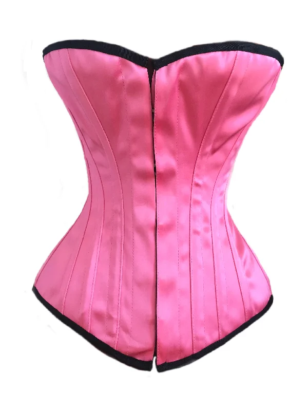 Corset with lace-up sides-Classic Overbust Corset in Candy Pink Satin