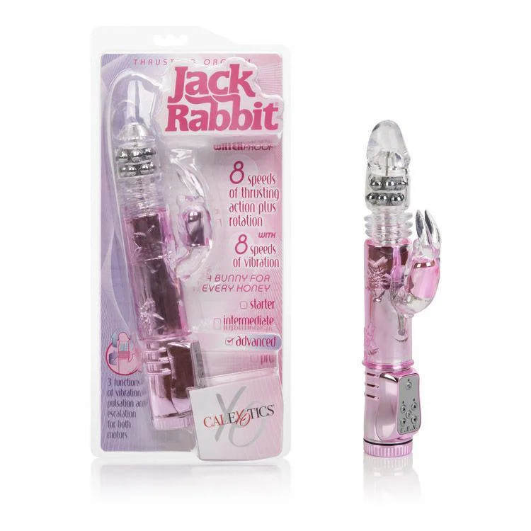 Vibrator multiple speeds-California Exotics - Thrusting Orgasm Jack Rabbit Vibrator (Pink)