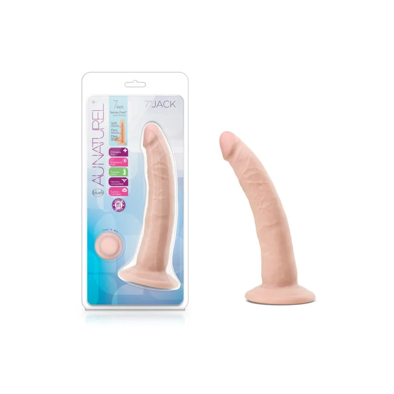 fantasy-dragon-dildo-Blush Au Naturel Jack 7.5 in. Posable Dual Density Dildo with Suction Cup Beige