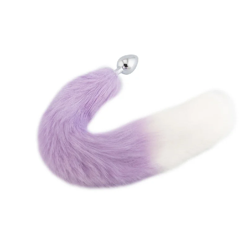 Miniature bullet vibes-Purple with White Fox Metal Tail, 18"