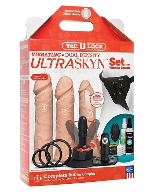 latex-dildo-Vac-u-lock Vibrating Dual Density Ultraskyn Set W/wireless Remote