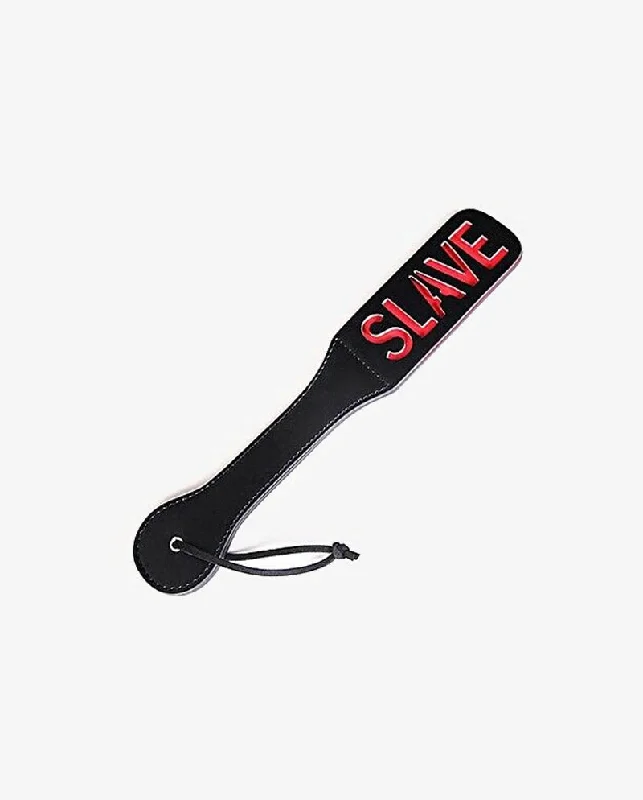 BDSM toy collar discounts-Black & red faux leather fetish role play bondage spanking paddle slave design