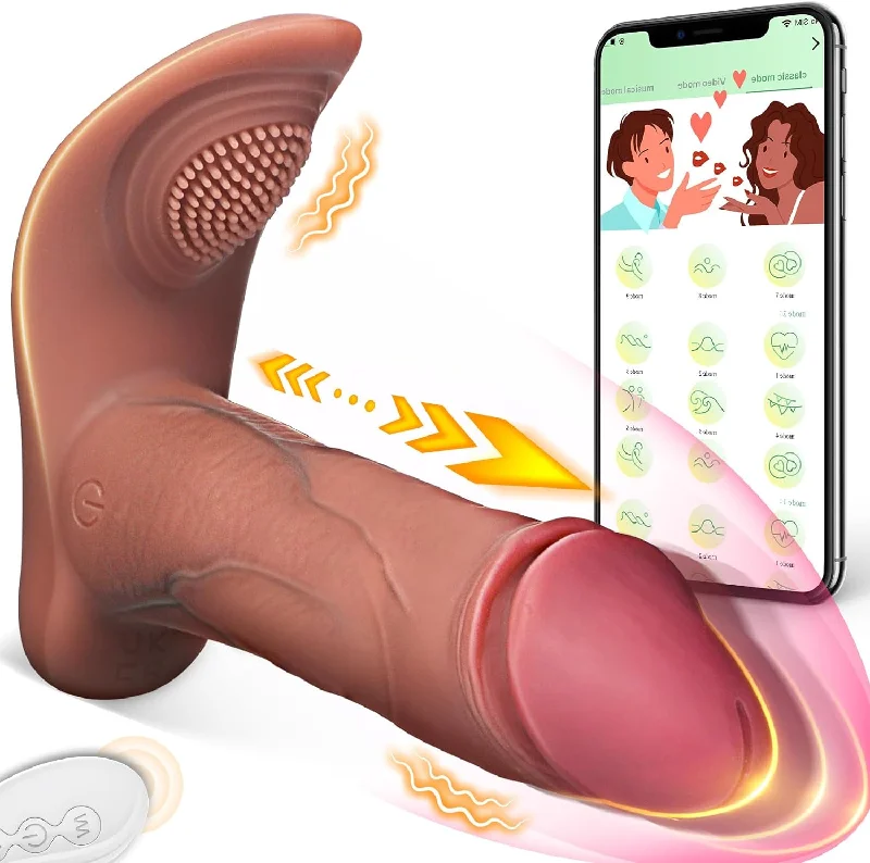 Vibrator handy size-Lifelike Thrusting Dildo Vibrator - Bluetooth APP Controlled Clit Stimulator Anal Dildo Sex Toy