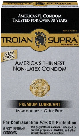 Quiet vibrators for privacy-Trojan Supra Lubricated Condoms - 6 pack