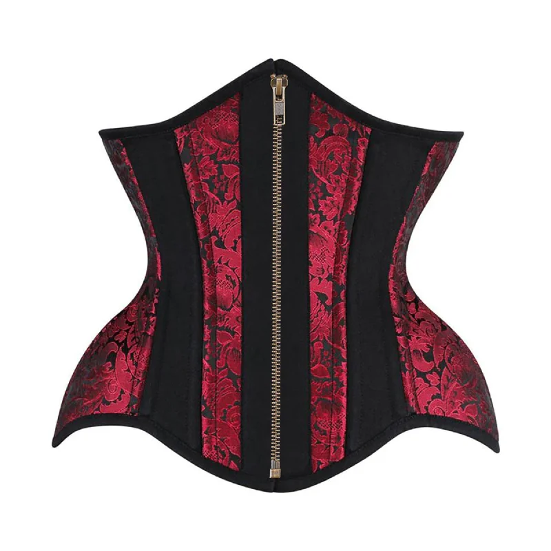 Corset in pale mint-Plus Size Red and Black Brocade Black Cotton With Antique Zipper Gothic Underbust Corset