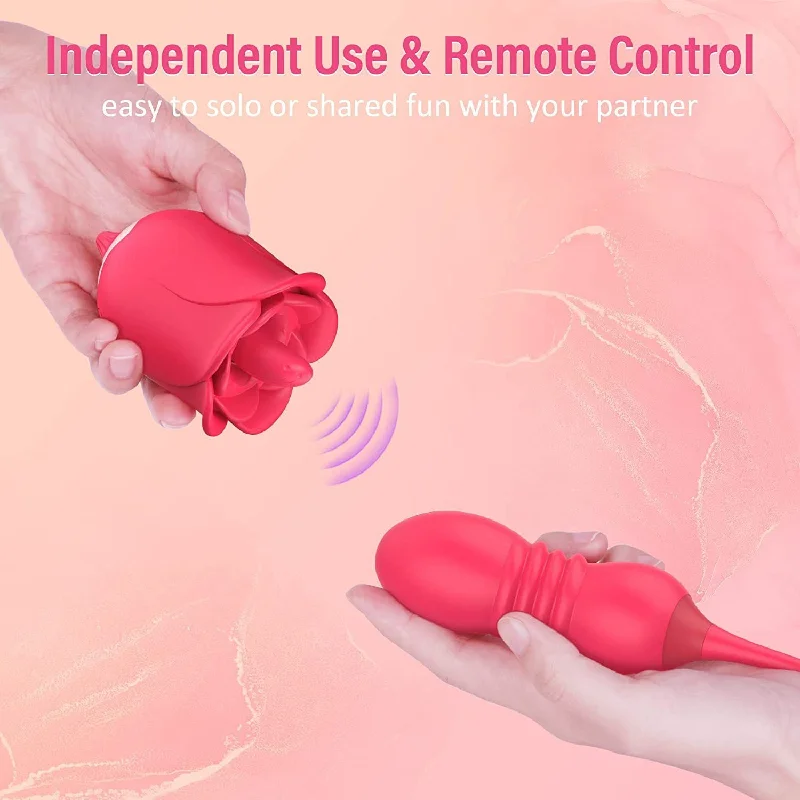 Vibrator hot item-Rose Toy Combo - Remote Control Clit Stimulator Thrusting Dildos Women Vibrator