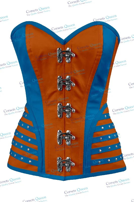 Corset with smocked back-Renard Satin Overbsut Corset