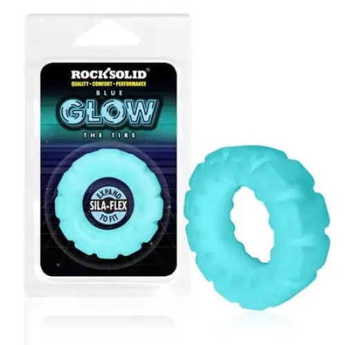 cock ring custom modes-Rock Solid Sila-Flex Glow-in-the-Dark The Tire C-Ring Blue