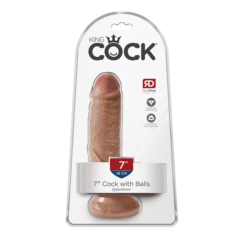 glow-dildo-King Cock 7 inches Cock with Balls Tan Dildo