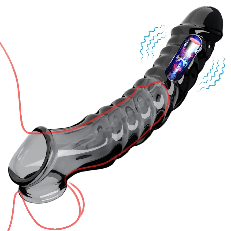 BDSM toy flogger trends-Vibrating Cock Sleeve Penis Enlarger - Penis Ring Delay Ejaculation Condom Sex Toy for Men