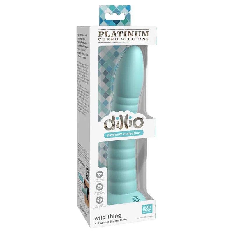 blue-dildo-Pipedream Dillio Platinum Collection Wild Thing 7 in. Silicone Dildo Teal