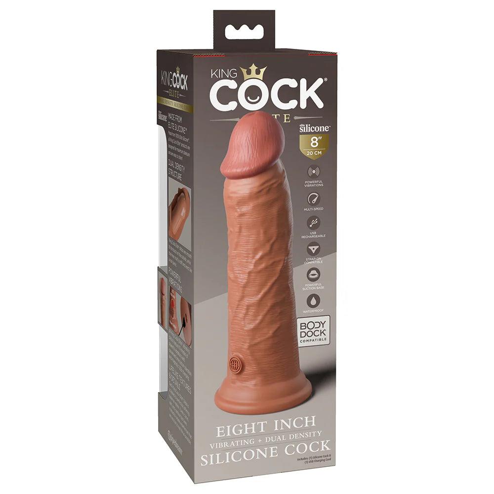 yellow-dildo-Pipedream King Cock Elite 8 in. Vibrating Realistic Dildo With Suction Cup