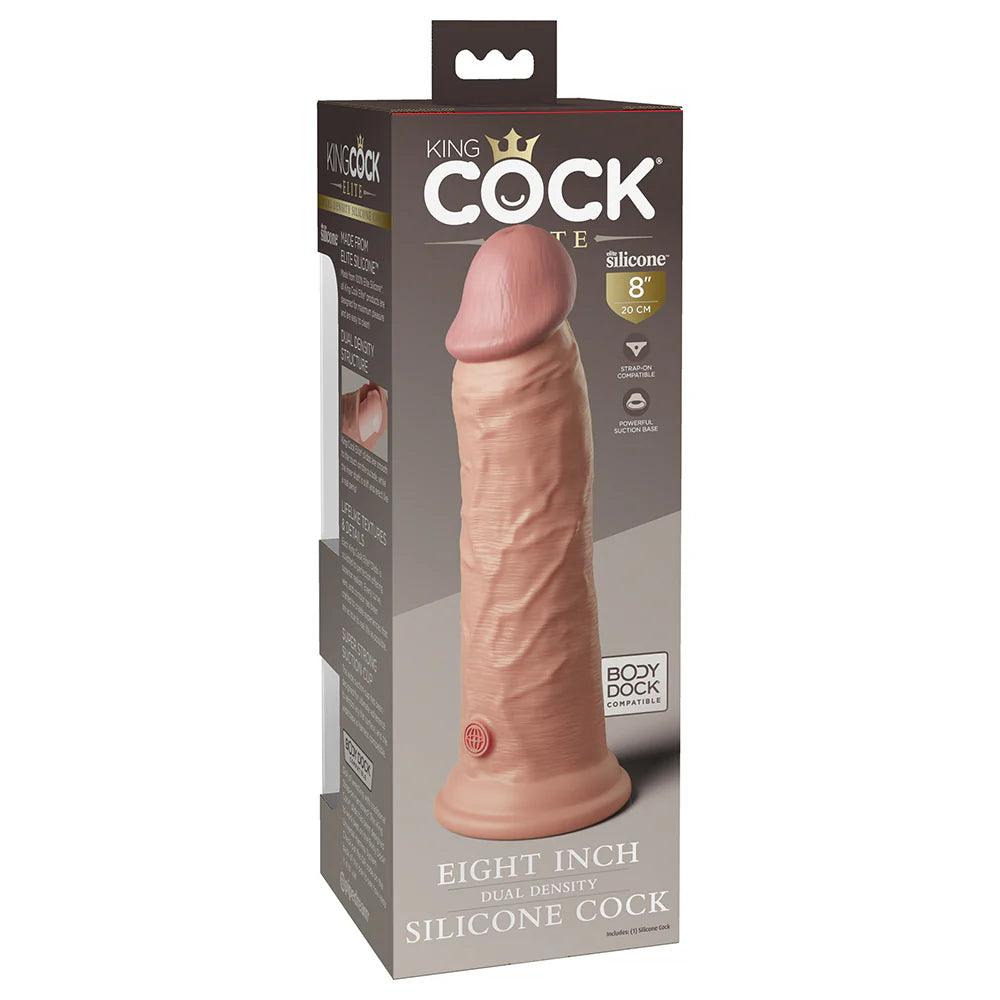 studded-dildo-Pipedream King Cock Elite 8 in. Dual Density Silicone Cock Realistic Dildo With Suction Cup