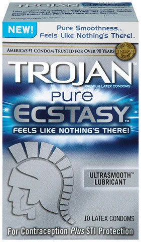 Rechargeable prostate toys-Trojan Pure Ecstasy Lubricated Condoms - 10 Pack