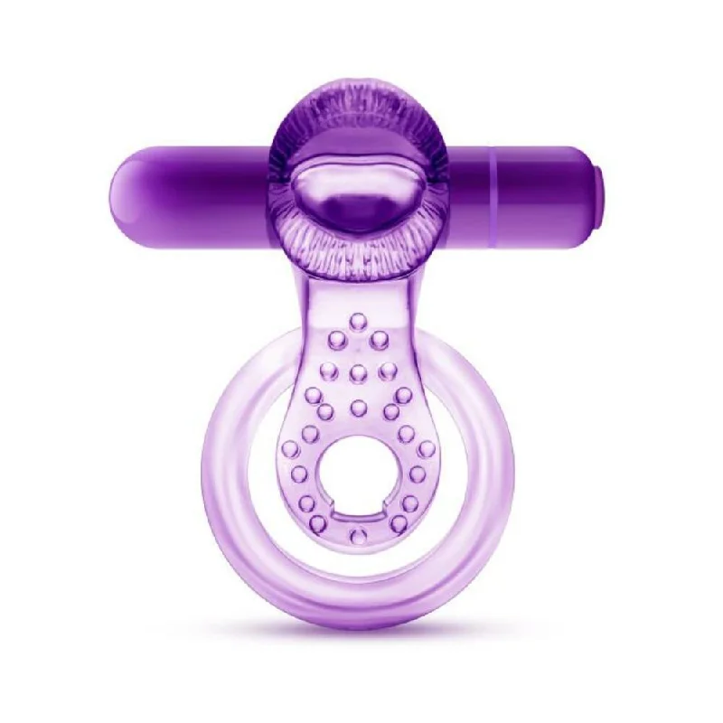 cock ring recommended-Lick It Vibrating Double Strap Cock Ring Purple