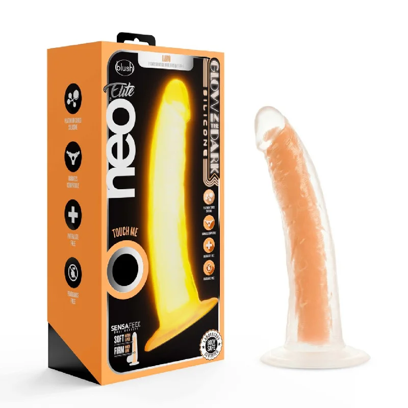 tentacle-dildo-Neo Elite Glow In The Dark 7.5"  Silicone Dual Density Dildo - Neon Orange