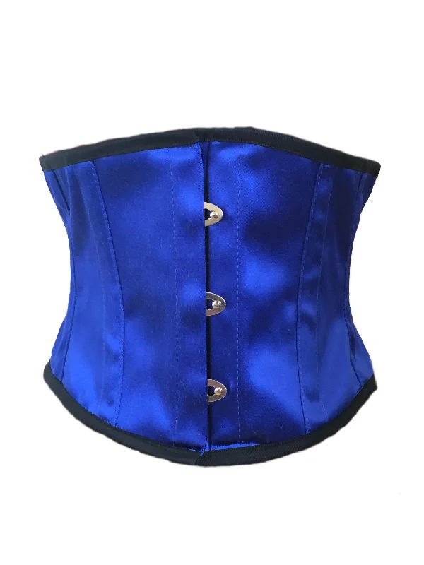 Corset with lace trim-Waspie Cincher Corset in Blue Satin