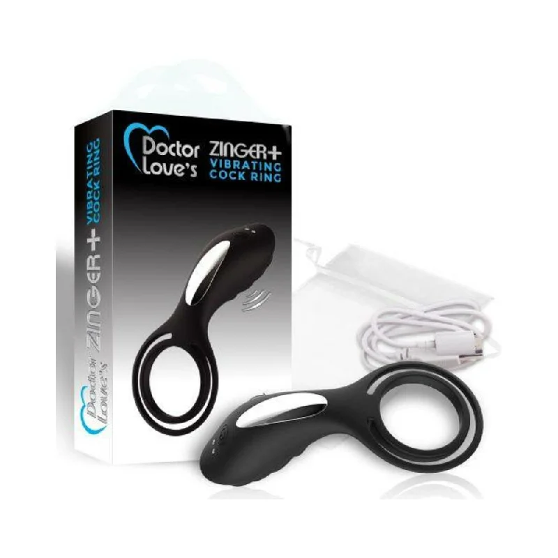 cock ring viral-DOCTOR LOVE ZINGER+ VIBRATING RECHARGEABLE COCK RING BLACK