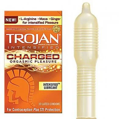 Wearable panty vibrators-Trojan Intensified Charged Orgasmic Pleasure Condoms -