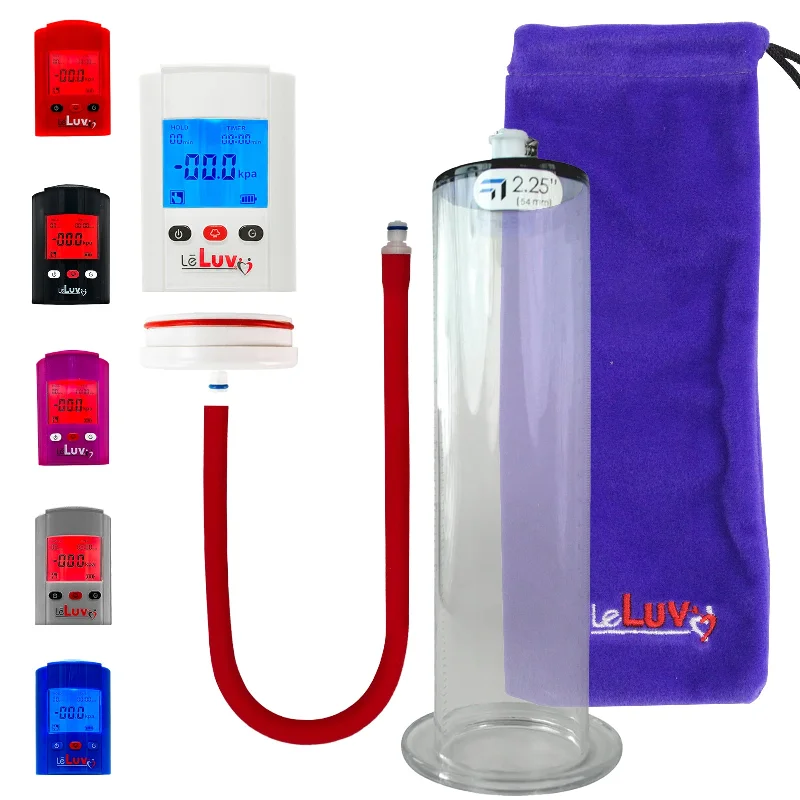 cock ring underrated-LeLuv Premium iPump Penis Pump Kit w/ Smart LCD Display, Color, Silicone Hose | Choose Length 9"/12" | Cylinder (Wide Flange)