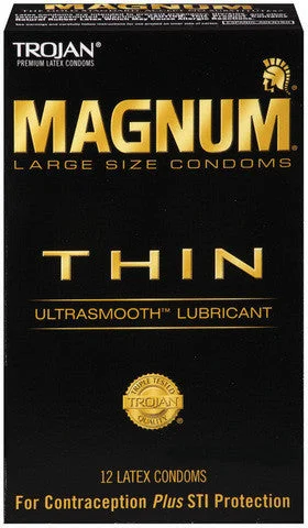 Mini clitoral stimulators-Trojan Magnum Thin - 12 Pack  TJ64612