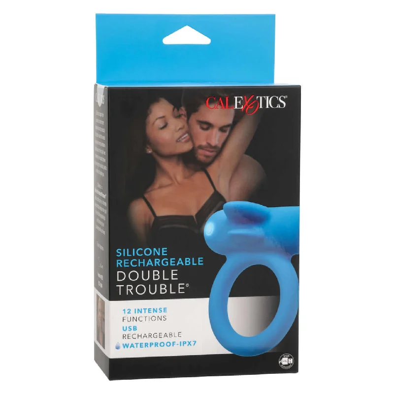 Vibrator rich pleasure-Silicone Rechargeable Double Trouble Couples Vibrating Enhancer – 12 Intense Functions