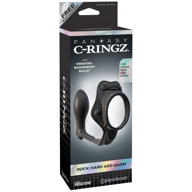 cock ring button control-Fantasy C-ringz Rock Hard Ass-gasm Vibrating Ring - Black