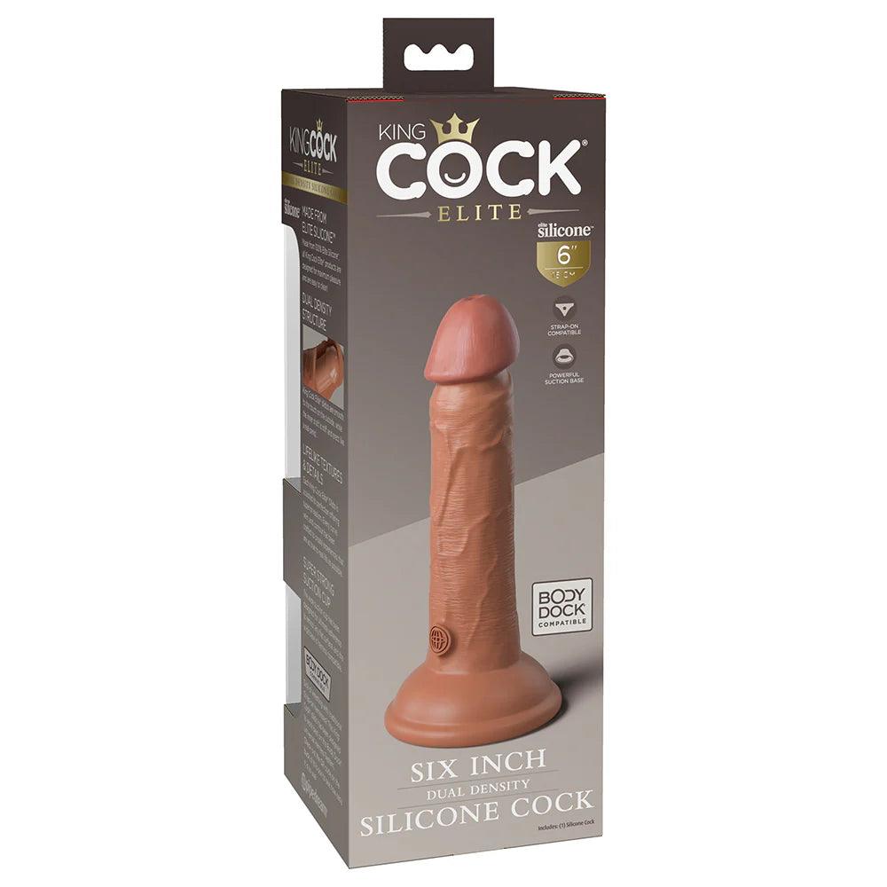 ergonomic-dildo-Pipedream King Cock Elite 6 in. Dual Density Silicone Cock Realistic Dildo With Suction Cup