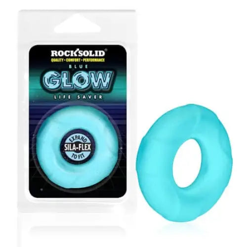 cock ring manual control-Rock Solid Sila-Flex Glow-in-the-Dark Life Saver C-Ring Blue