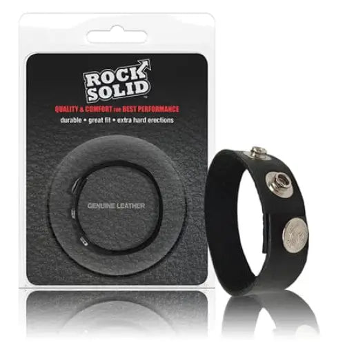 cock ring pulse settings-Rock Solid Adjustable Leather 3 Snap Cock Ring (Black)