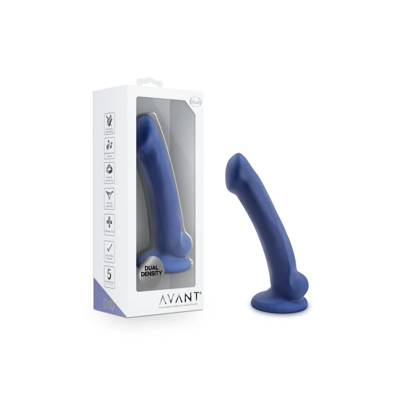 extra-soft-dildo-Blush Avant D10 Ergo Mini 7 in. Dual Density Silicone Dildo with Suction Cup Indigo