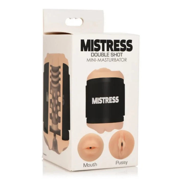 Vibrating rings with texture-Mistress ''Double Shot'' Realistic Vagina & Butt Mini Masturbator