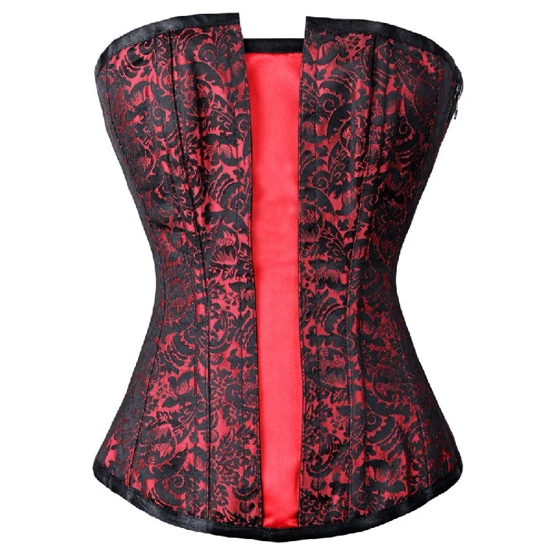 Corset for historical reenactment-Samasara Red & Black Flap Overbust Corset