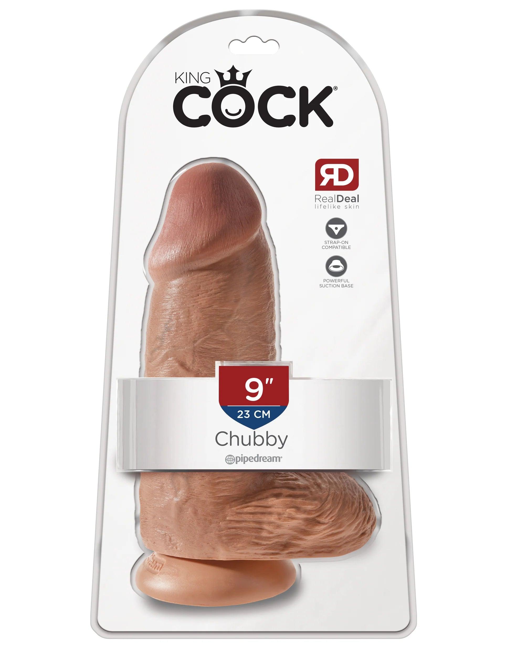 rubber-dildo-Pipedream King Cock Chubby 9 in. Cock With Balls Realistic Suction Cup Dildo