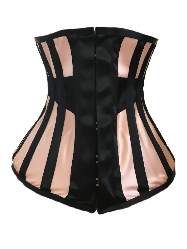 Corset in vintage style-Longline Underbust Corset in Black / Peach Contrast