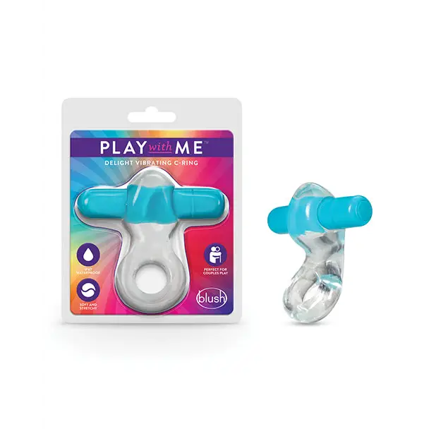 cock ring anniversary-Blush Play with Me Delight Vibrating C-Ring Blue