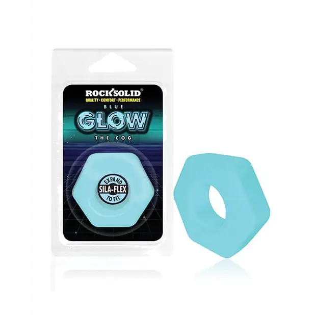 cock ring pastel-Rock Solid Glow In The Dark The Cog Ring - Blue