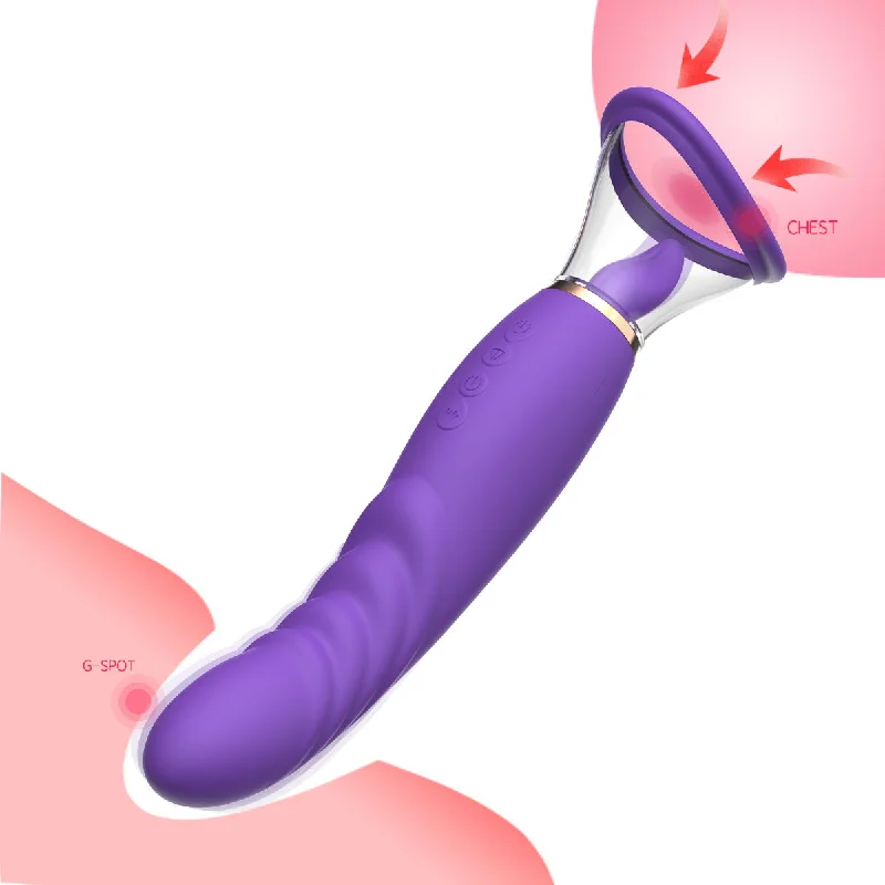 Vibrator USB powered-Tongue Clit Clamp Anal Dildo - Breast Nipple Sucking G Spot Women Vibrator