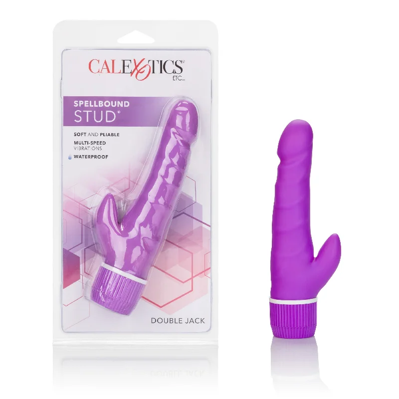 Vibrator reliable brand-California Exotics - Spellbound Stud Double Jack Rabbit Vibrator (Purple)