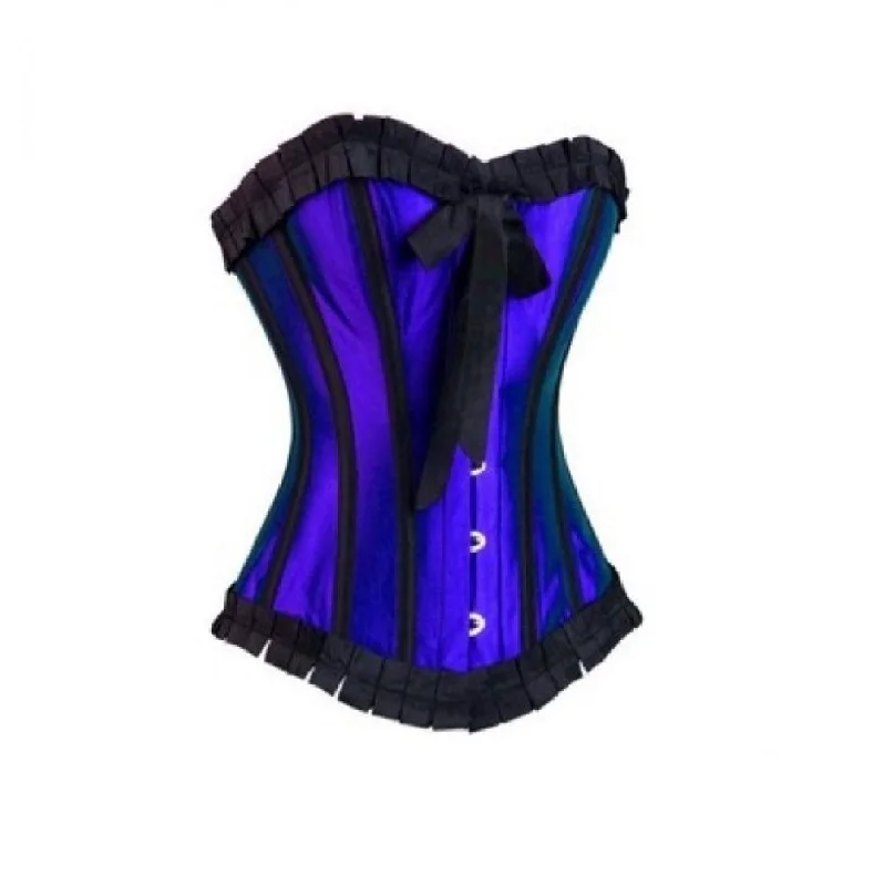 Corset dress for date night-Royal Blue Satin Gothic Retro Overbust Corset Waist Training