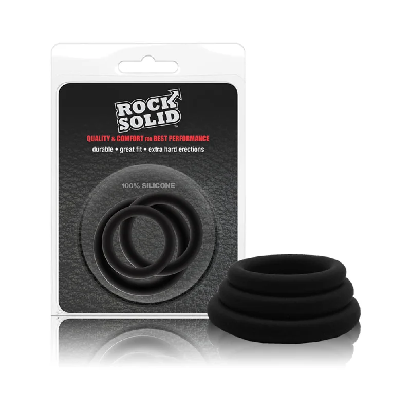 cock ring sync app-Rock Solid Tri-Pack Silicone Gasket Cock Rings Black