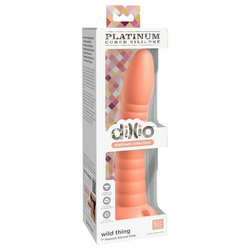 matte-dildo-Pipedream Dillio Platinum Collection Wild Thing 7 in. Silicone Dildo Peach