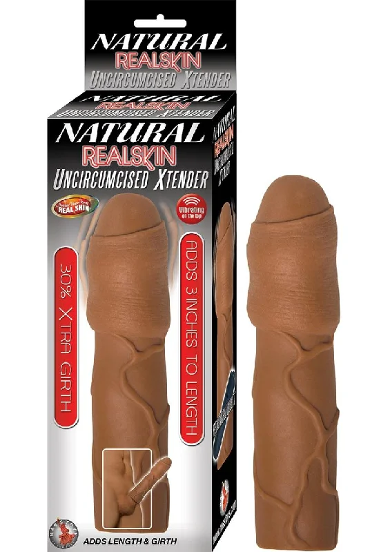 Luxury dildos for women-Natural Realskin Uncircumcised Xtender Vibrating Sleeve