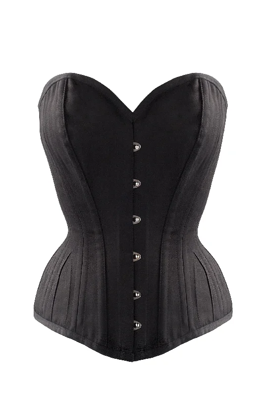 Corset dress for prom-Headey Black Cotton Overbust Corset