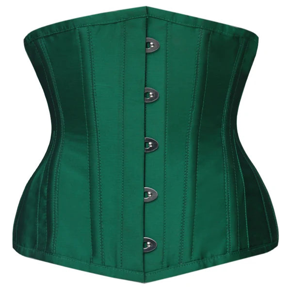 Corset dress for anniversary dinner-Valor & Lore Taffeta Underbust Corset in Forest Green