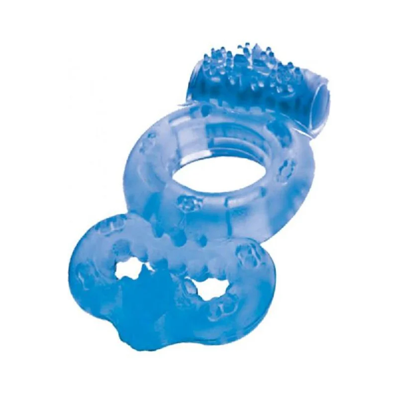 cock ring rough edge-The Macho Double Ring Clitoral And Testicular Stimulation Vibrating Cockring Waterproof Blue