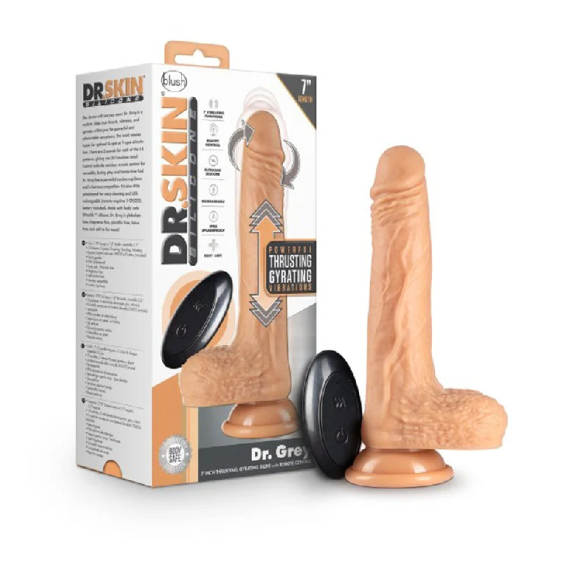 hollow-dildo-Dr. Skin Dr. Grey Thrusting Dildo Silicone 7 In. Vanilla